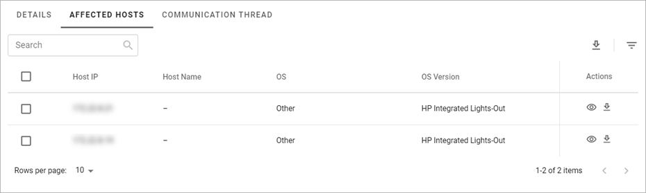 Affected Hosts tab